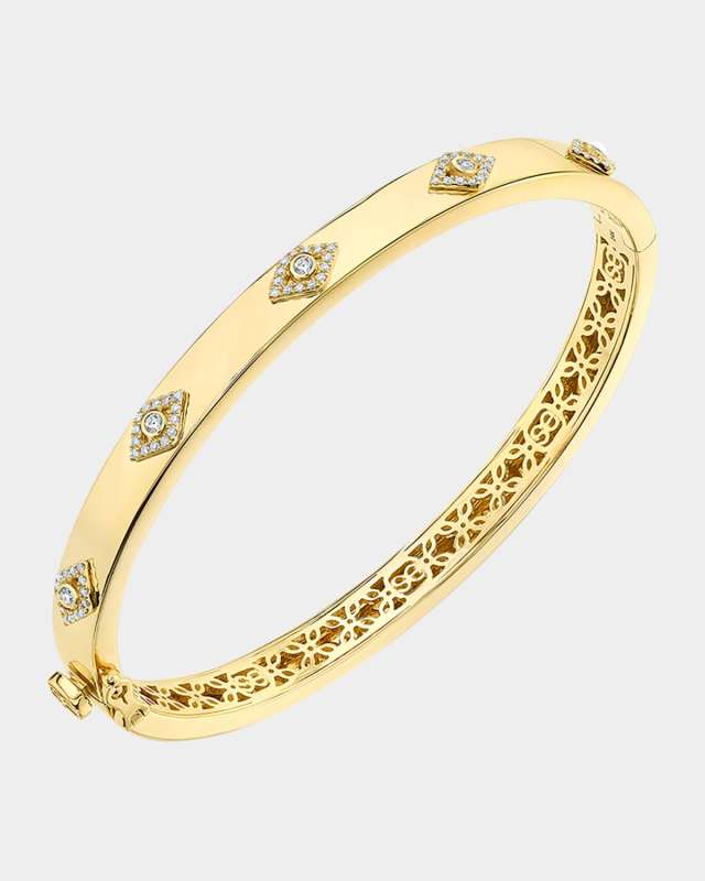 Bezel Evil Eye Hinged Bangle